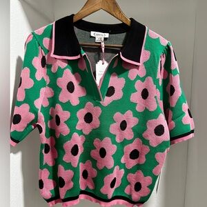 Nanette Lapore Flower Polo Sweater L NWT